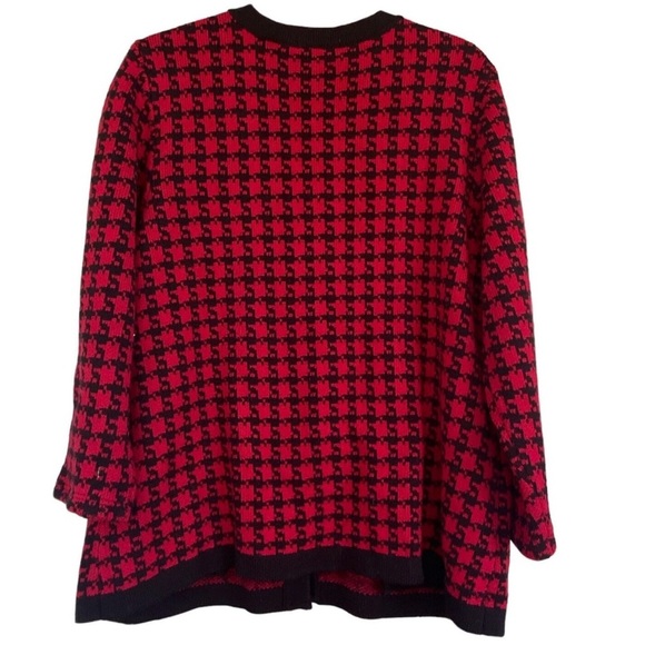 NWT Tog Shop Red Black Houndstooth Button Cardigan Sweater Women XL Career - Picture 2 of 5
